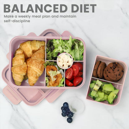 Bugucat Lunchbox Kinder 1300ML 2er Set BPA-frei mit 5 Fächern und Besteck Blau