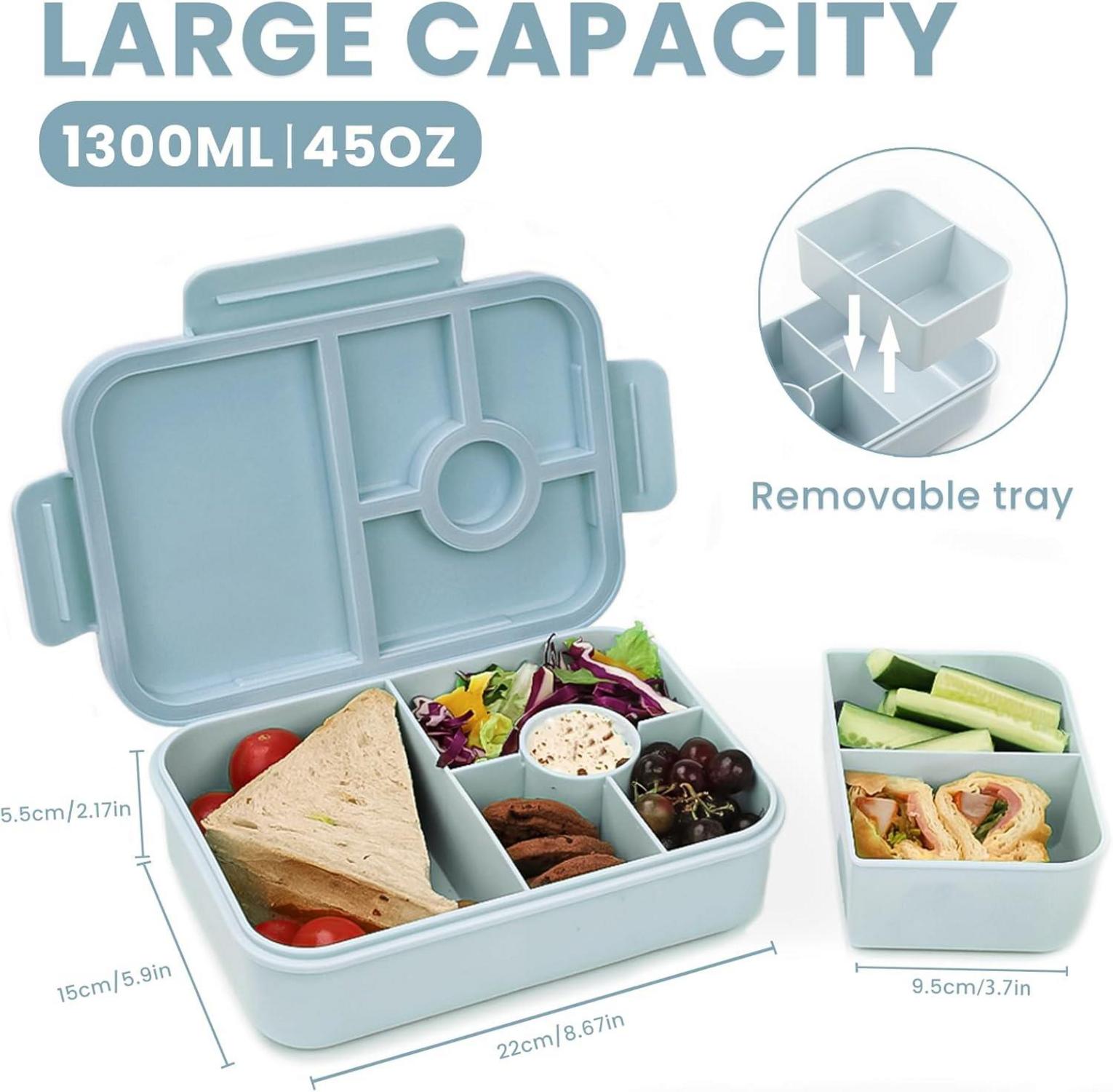 Bugucat Brotdose Kinder 5 Fächer 1300ML Auslaufsicher Bento