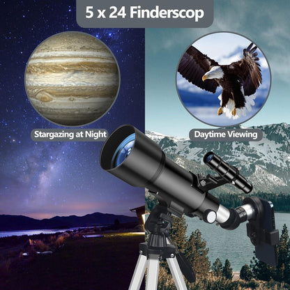 Teleskop Astronomie Profi 70/400mm für Anfänger mit 5x24 Sucherfernrohr und
