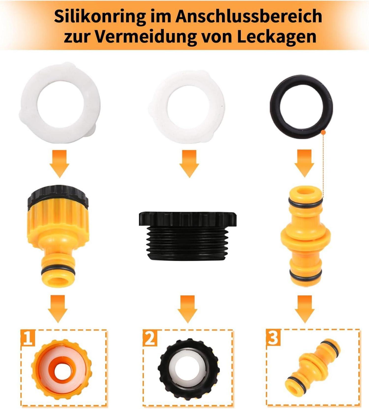 Gartenschlauch 1/2 Zoll Schlauchverbinder Set 16-teilig Gardena-Anschluss