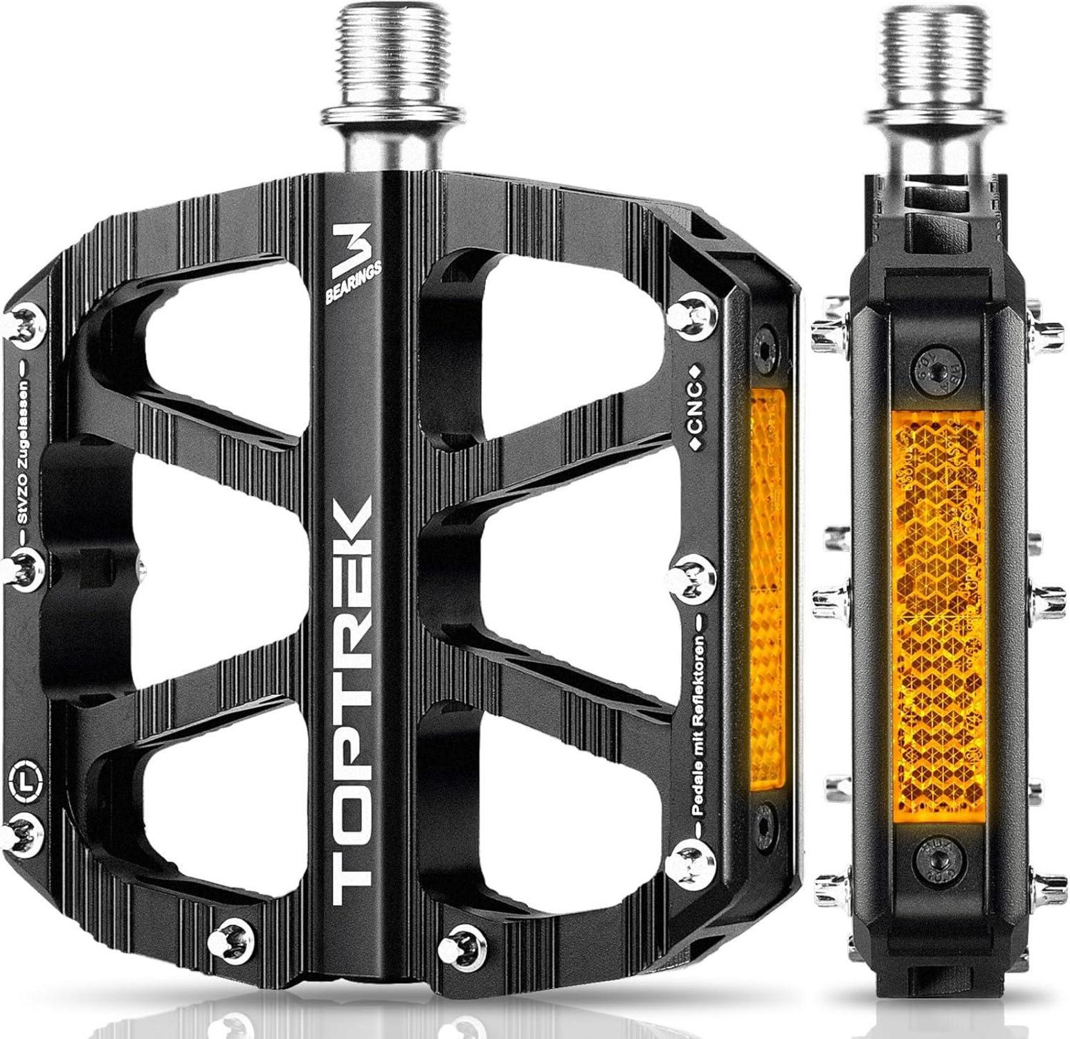 Toptrek Fahrradpedale StVZO Zugelassen Aluminium MTB Pedale Schwarz