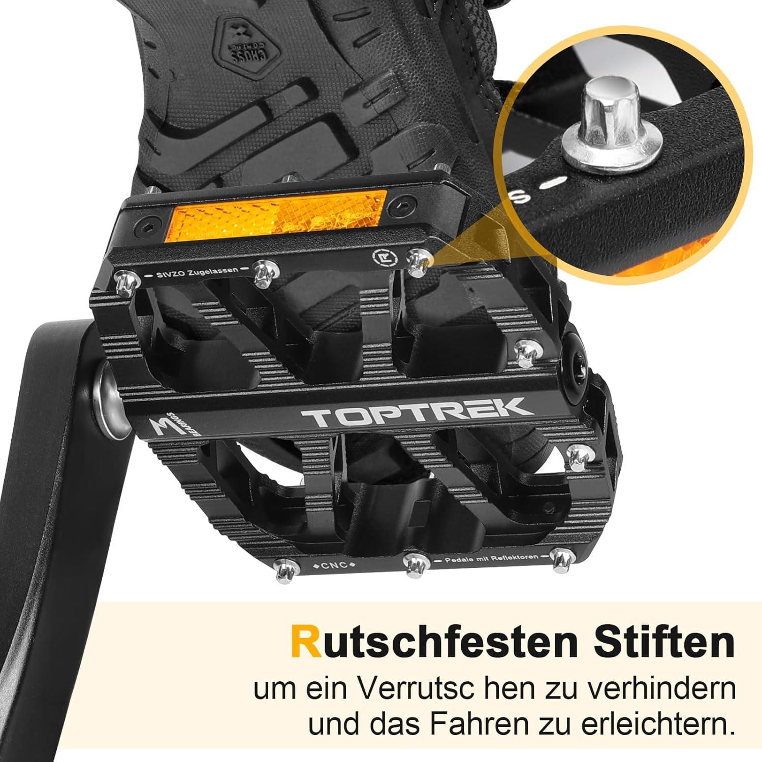 Fahrradpedale StVZO Zugelassen Aluminium MTB Pedale rutschfest 3 Lager
