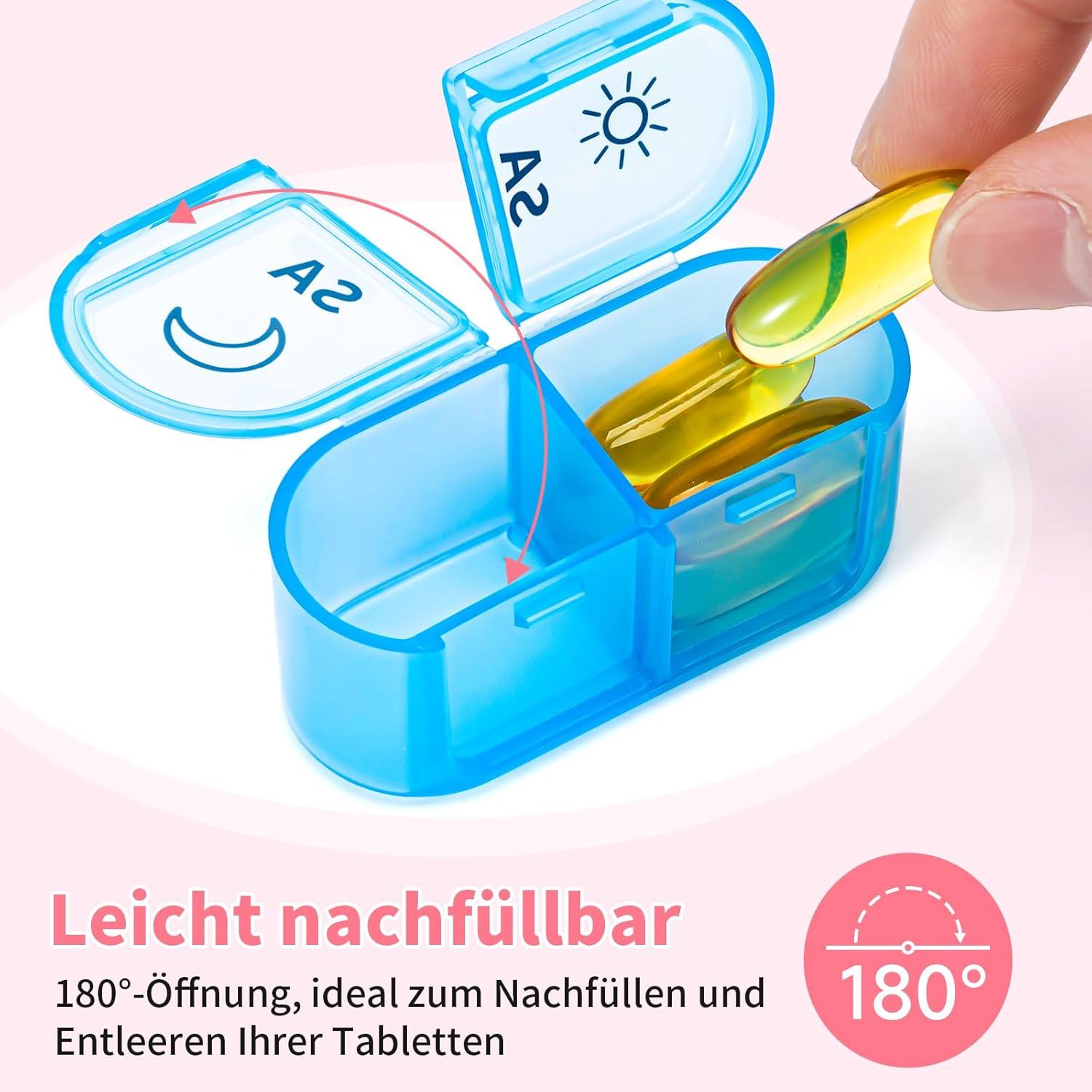 Tablettenbox 14 Tage Pillendose 2 Fächer Medikamenten Organizer