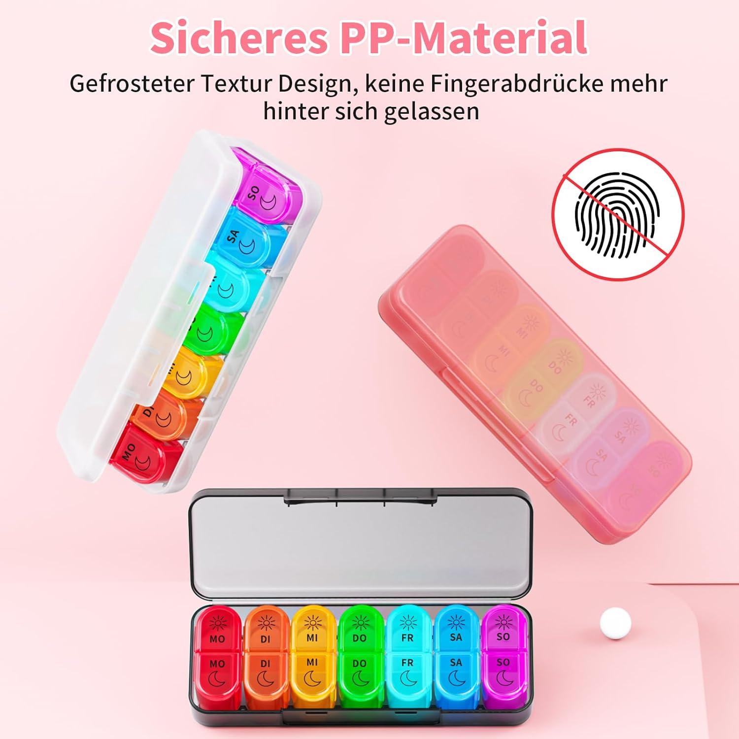Betife Tablettenbox 7 Tage Organizer 2 Fächer BPA-frei