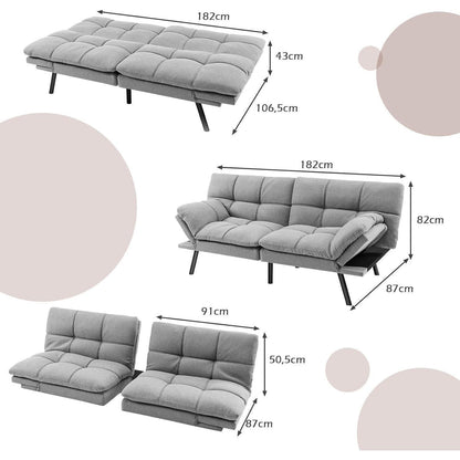 GOPLUS Schlafsofa 2-Sitzer mit verstellbarer Rückenlehne
