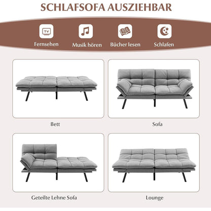 GOPLUS Schlafsofa 2-Sitzer mit verstellbarer Rückenlehne