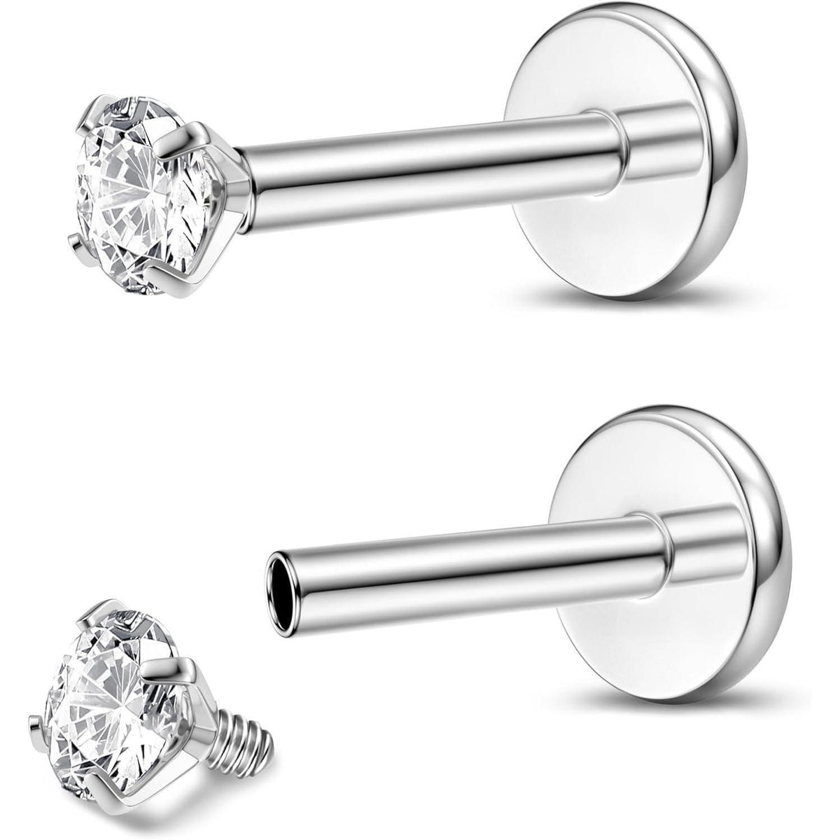 Titan Piercing Set 16G/18G – Labret, Lippe, Nasen, Ohrstecker