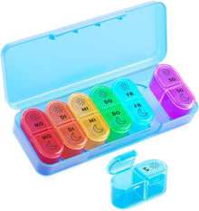 Tablettenbox 7 Tage Medikamentenbox mit 2 Fächern Blau