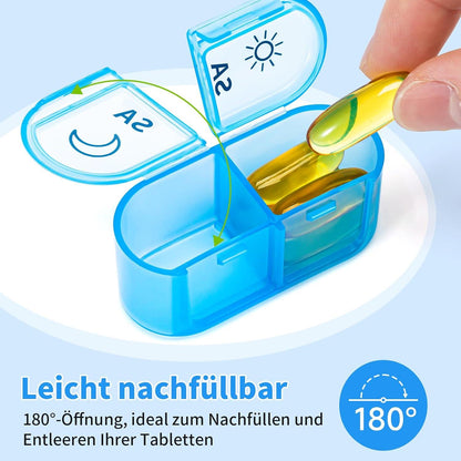 Tablettenbox 7 Tage Medikamentenbox mit 2 Fächern Blau