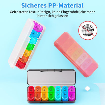 Tablettenbox 7 Tage 2 Fächer Groß Medikamentenbox Pillendose Blau