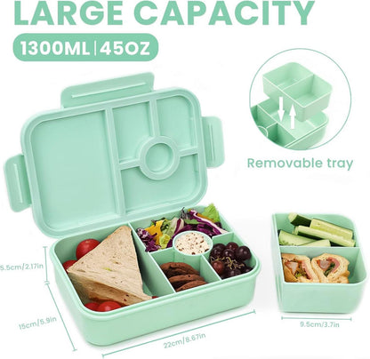 Bugucat Lunchbox Kinder mit Besteckset, 1300ml, BPA-frei