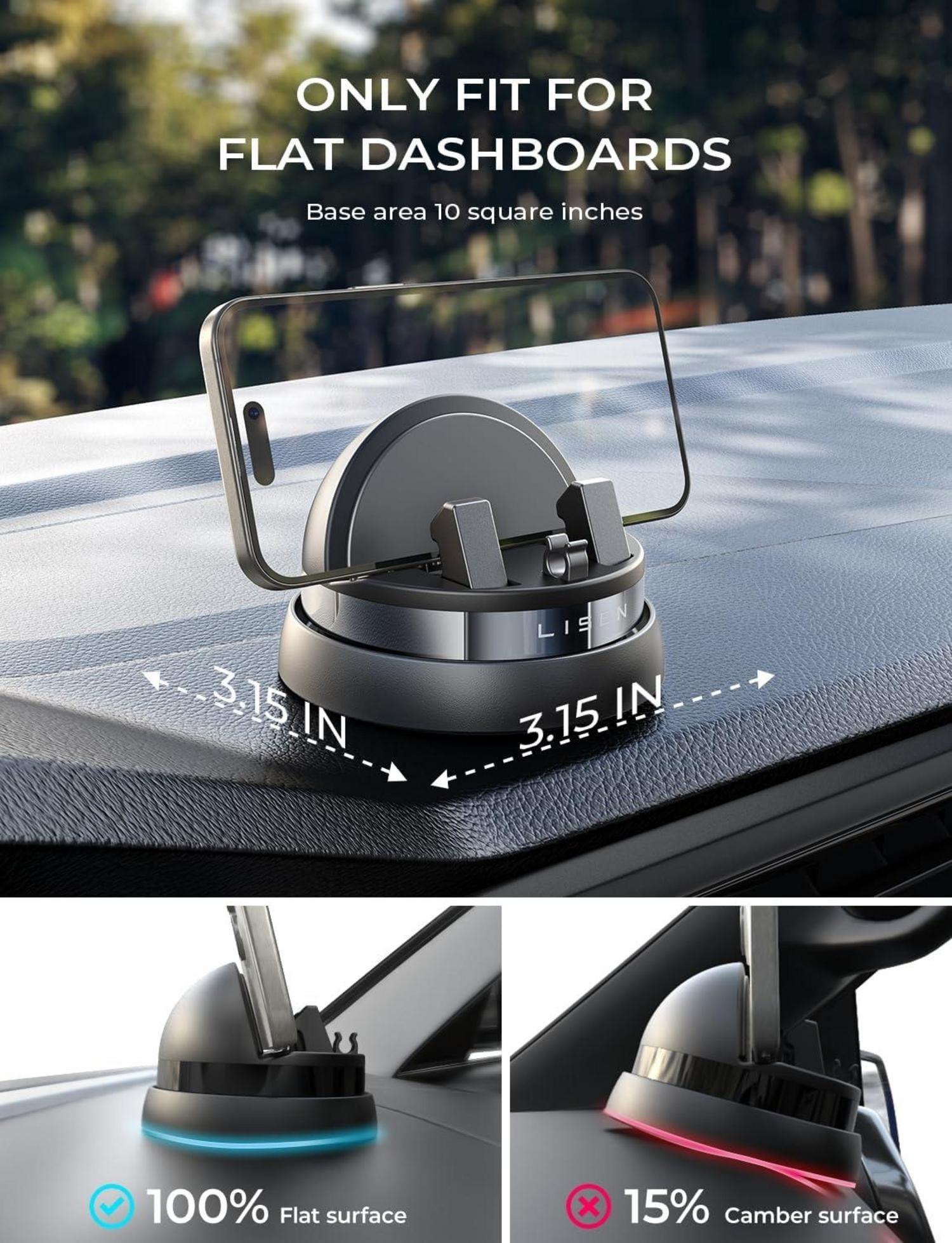 LISEN Handyhalterung Auto Armaturenbrett 360° Schwenkbarer Klemme Halterung