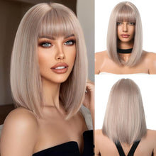 Aschblond Bob Kurz Gerade Synthetische Haar Perücke Frauen Cosplay