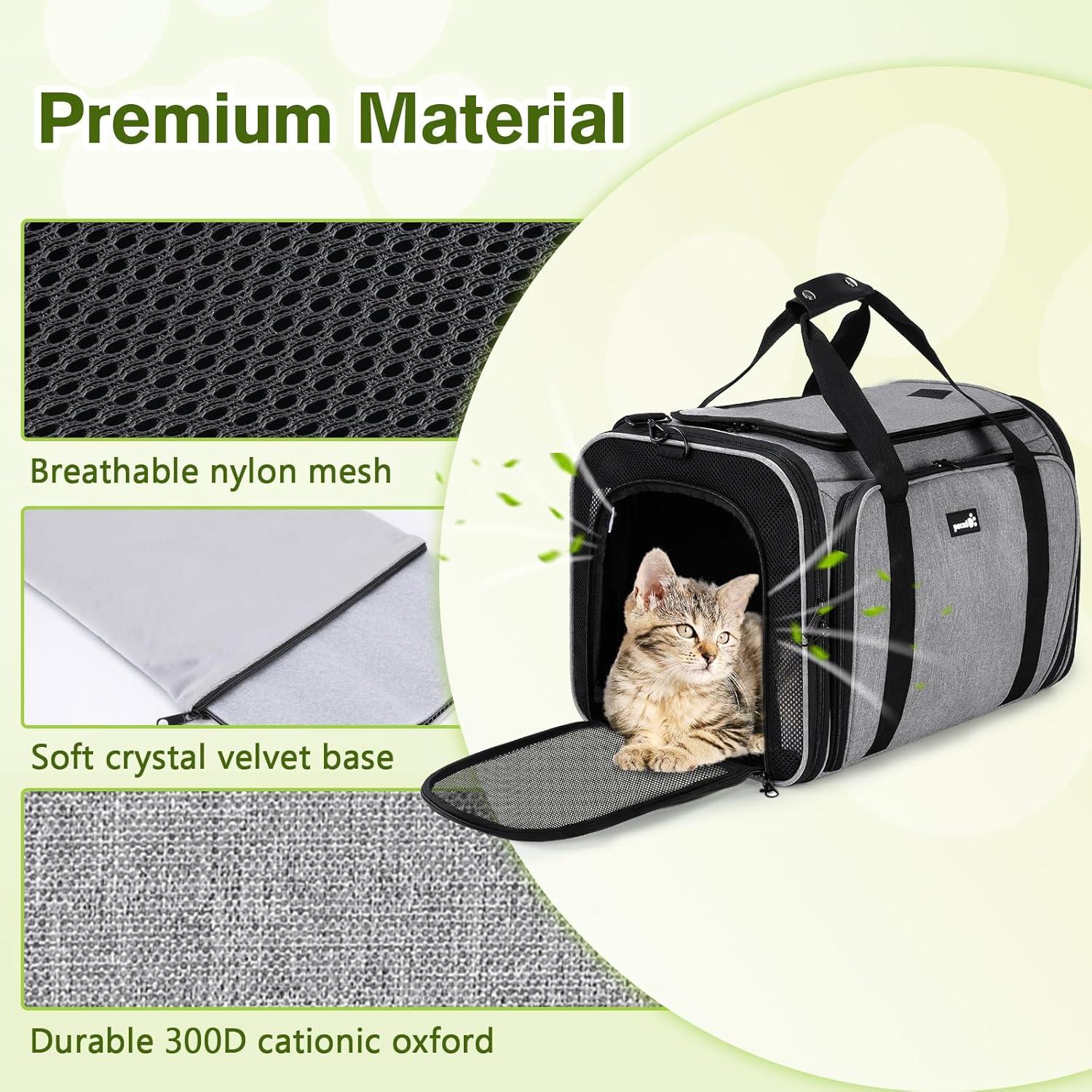Pecute Erweiterbare Katzentransportbox für 2 Katzen Hund Welpen