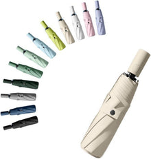 Faltender Regenschirm 8 Rippen UV Schutz Automatik Taschenschirm Beige