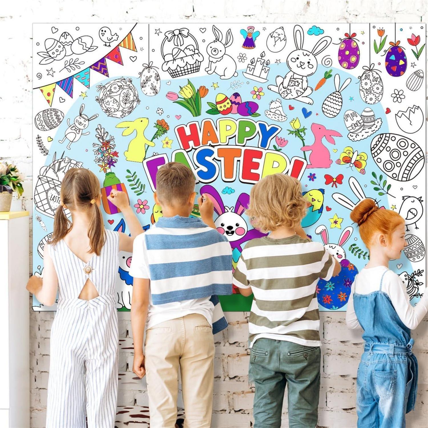 Ostern Ausmaltischdecke & 12 Farbstifte Papier Tischdecke Ausmalen Kinder