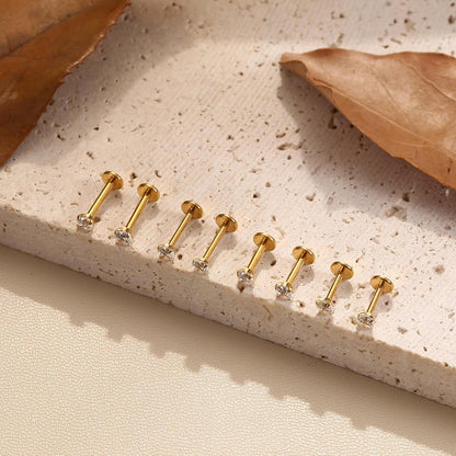 2er Set Titan Lippenpiercing Nasenstecker Innengewinde Gold Silber 16G