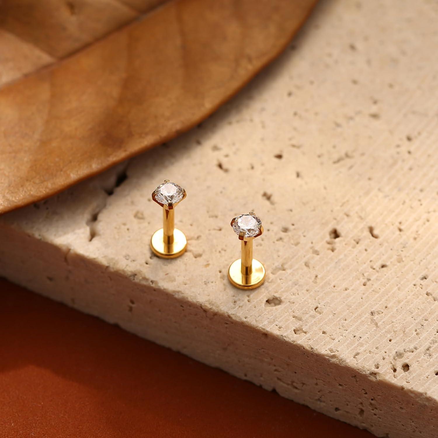 Adramata G23 Titan Lippenpiercing Labret Piercing Nasen Ohrstecker 16G