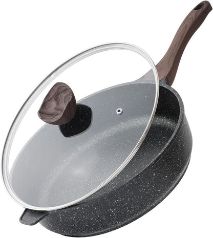 Antihaft Bratpfanne mit Deckel 30 cm Induktion Granitbeschichtung