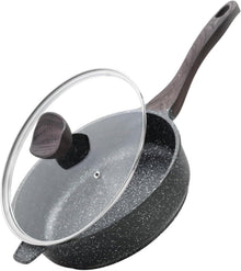 Antihaft Bratpfanne mit Holzgriff und Glasdeckel 26 cm Induktion