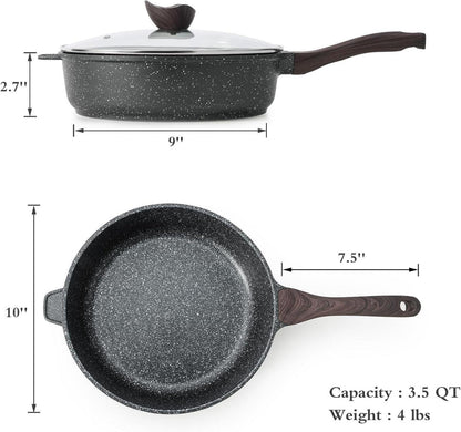 Antihaft Bratpfanne mit Deckel 26cm Induktion Granitbeschichtung