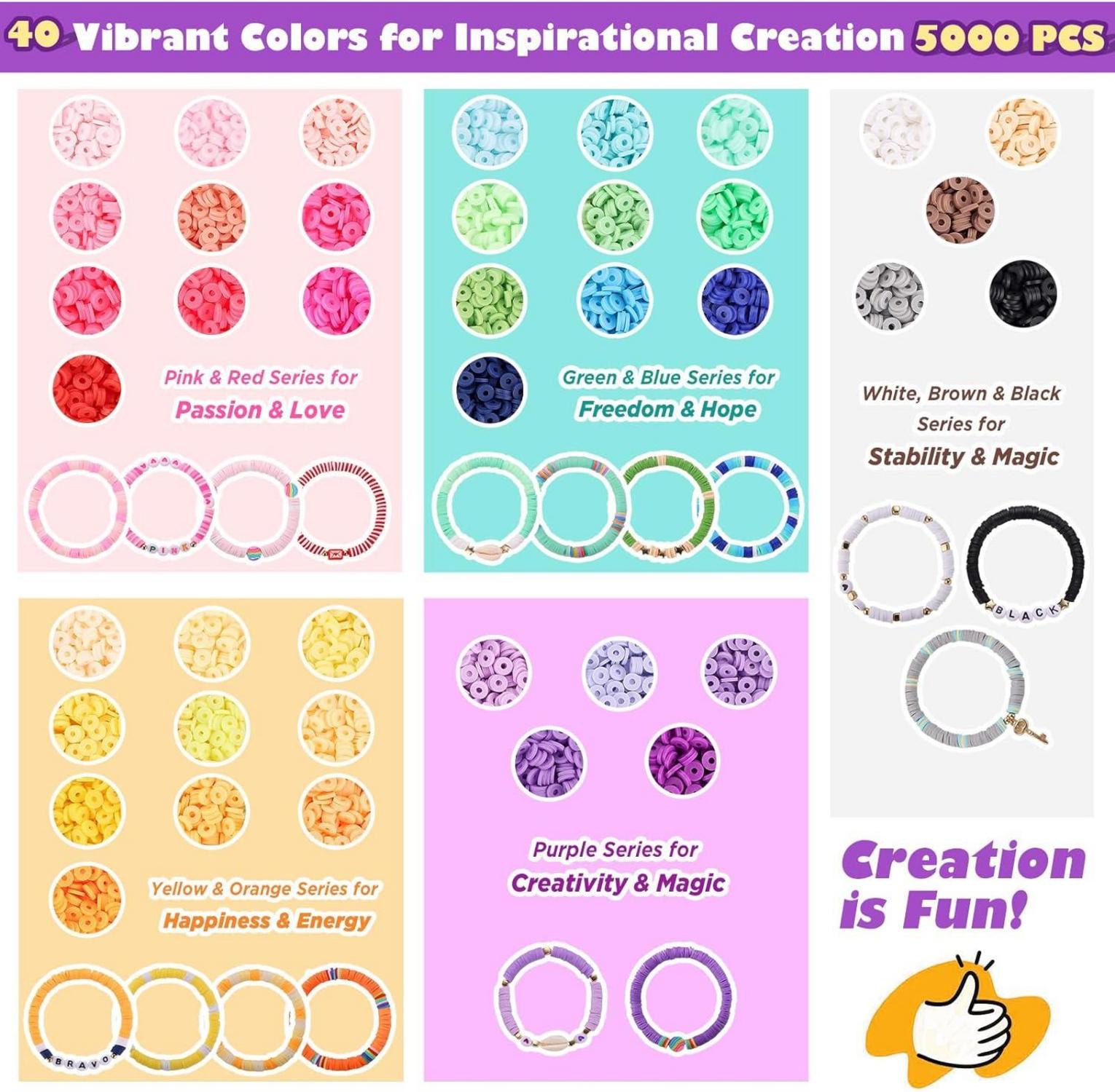 Perlen Armband Set 5300 Stück in 40 Farben für Mädchen