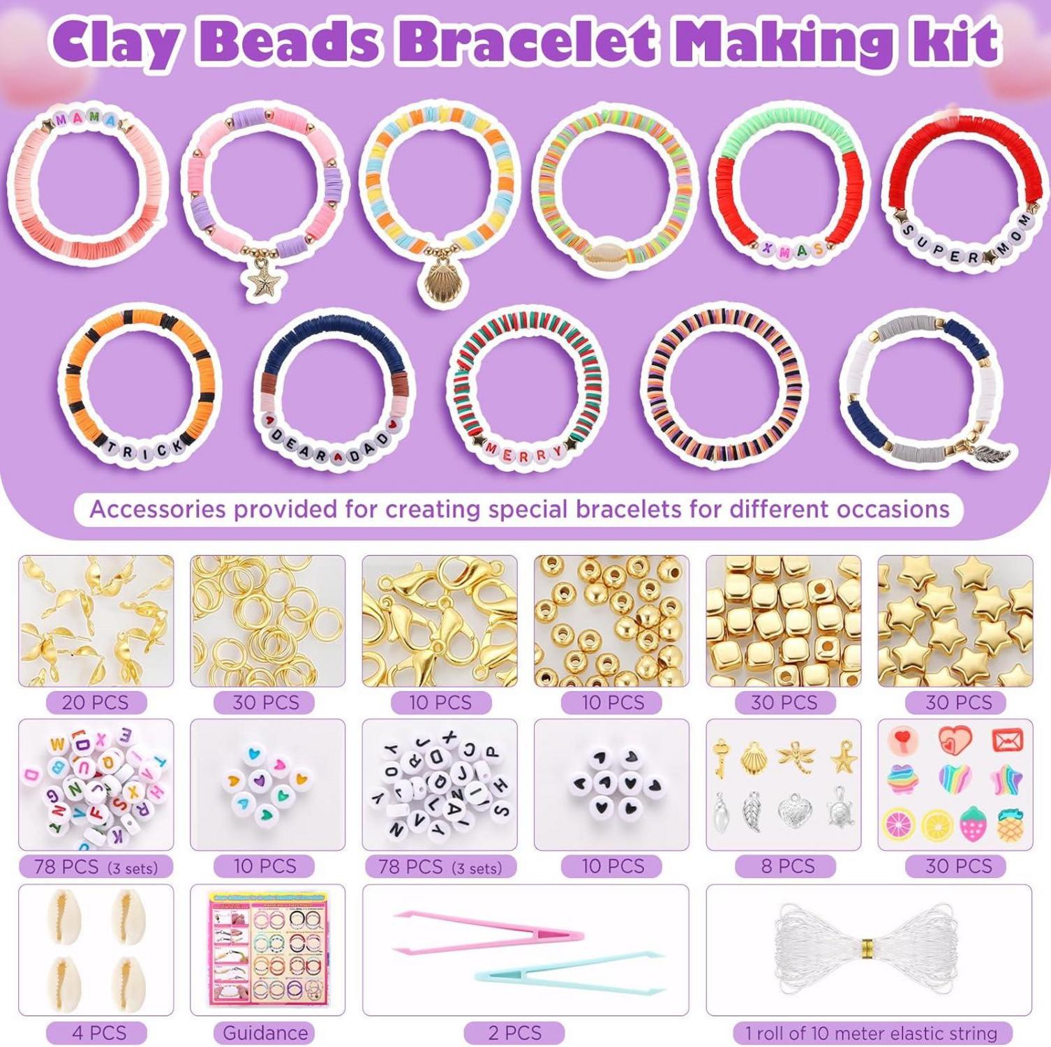 DIY Perlen Armband Set Heishi Buchstaben Clay Herz Metall Anleitung