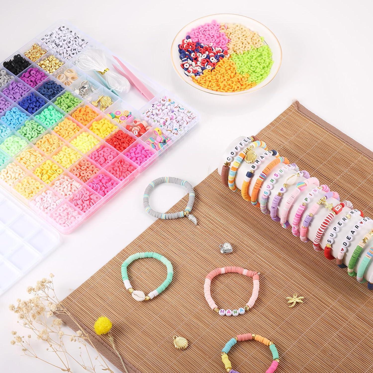 5300 Stück Perlen Armband Set 40 Farben Heishi Polymer Clay Mädchen