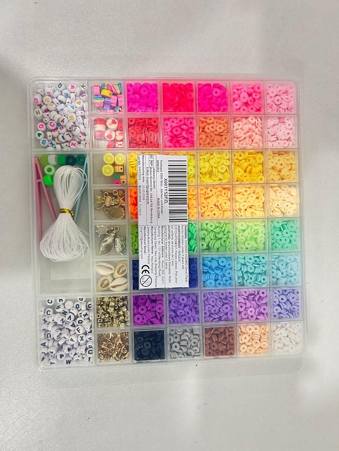 Armband Perlen Set 5300 Stk. 40 Farben Heishi Clay Buchstaben Mädchen Kinder