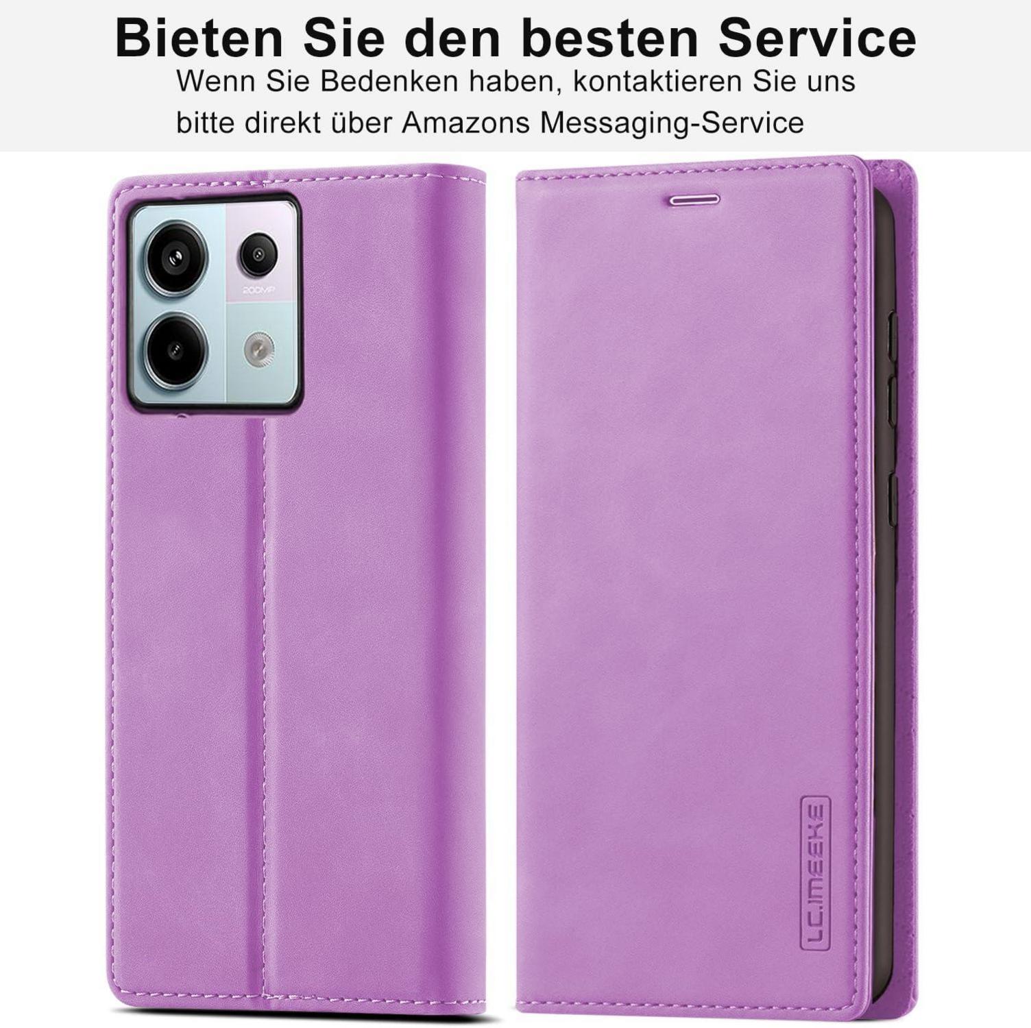 Lila Handyhülle Xiaomi Redmi Note 13 Pro 5G Leder Wallet Case Flip