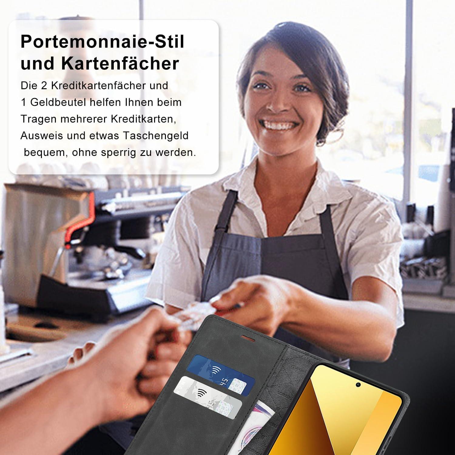 Handyhülle Xiaomi Redmi Note 13 5G Leder Schutzhülle Klappbar Flip Wallet