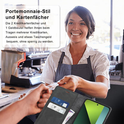 Handyhülle Xiaomi Redmi Note 13 Pro 5G Poco X6 Pro 5G Leder mit Schutzfolie