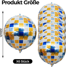 Discokugel Luftballon Deko Set 22 Zoll Blau Gold 6 Stück