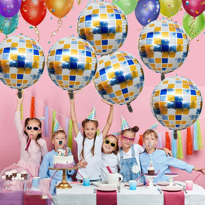 VIKY Discokugel Luftballon 22 Zoll Blau Gold 6 Stück