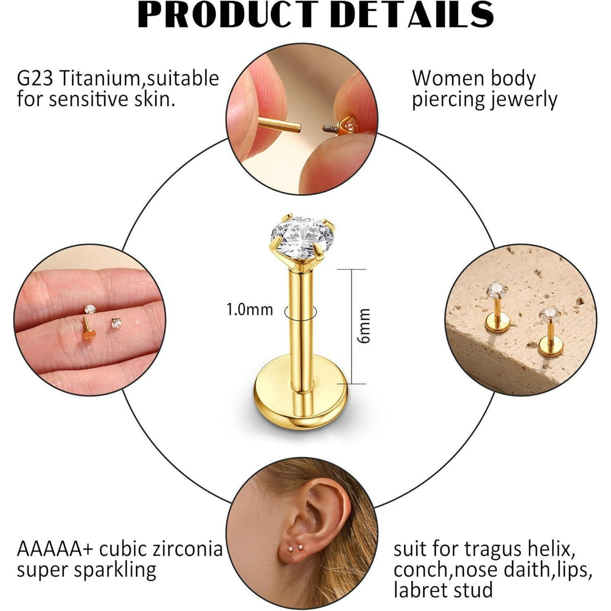 Titan Piercing Set 2er-Pack – Labret, Medusa, Nasenring