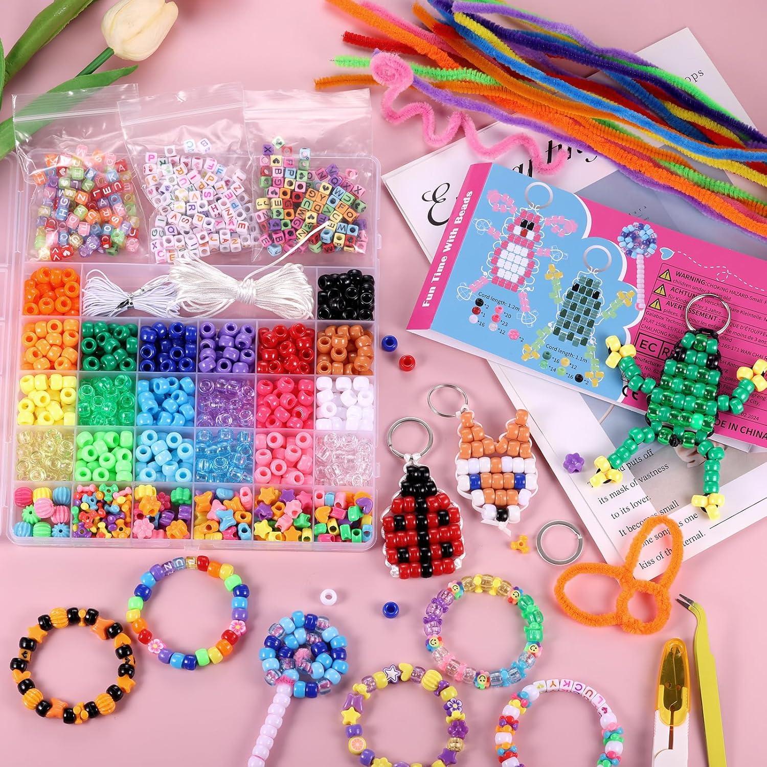 Funtopia Pony Perlen Set für Kinder Mädchen, Auffädeln 20 Farben, Schmuck Basteln