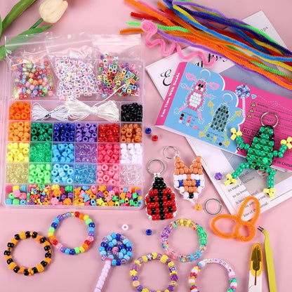 Funtopia Pony Perlen Set für Kinder Mädchen, Auffädeln 20 Farben, Schmuck Basteln