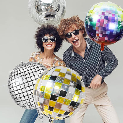 Discokugel Luftballon Folienballons Schwarz Gold 22 Zoll 90er Party