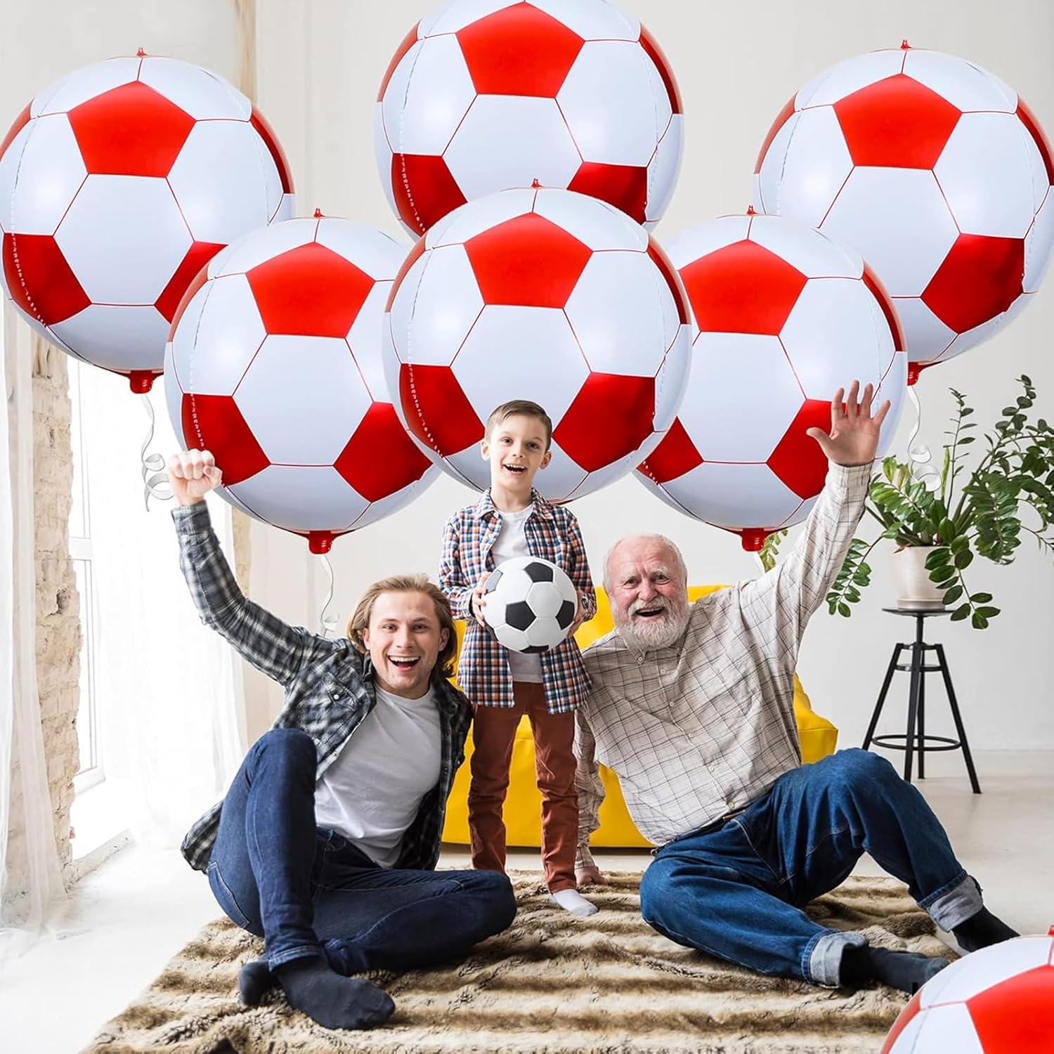 Fußball Luftballons Rot Weiß 4D Folienballon Geburtstag 6er Set