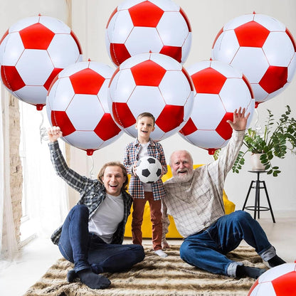 Fußball Luftballons Rot Weiß 4D Folienballon Geburtstag 6er Set