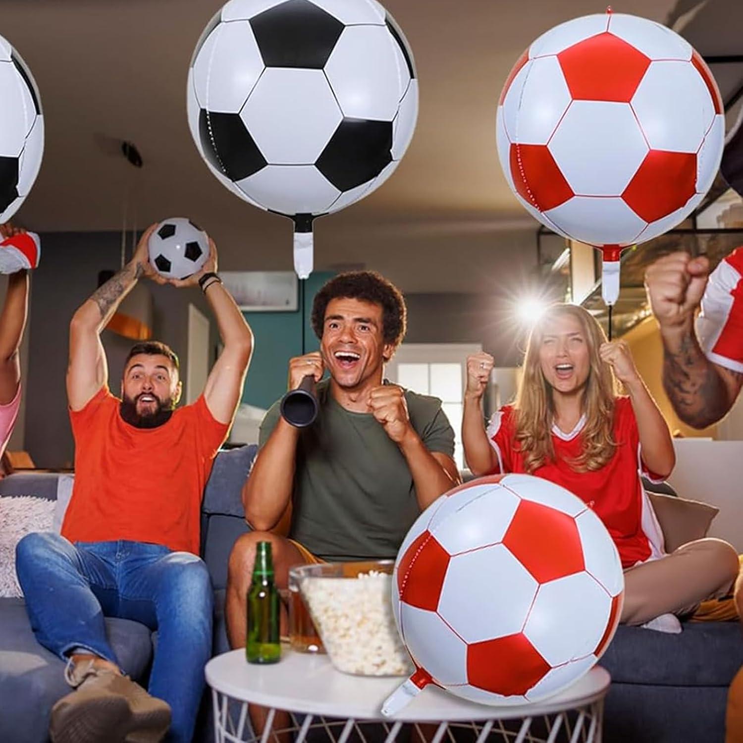 Fußball Luftballons 22 Zoll 4D Rot Weiß Deko Geburtstag Kinder WM