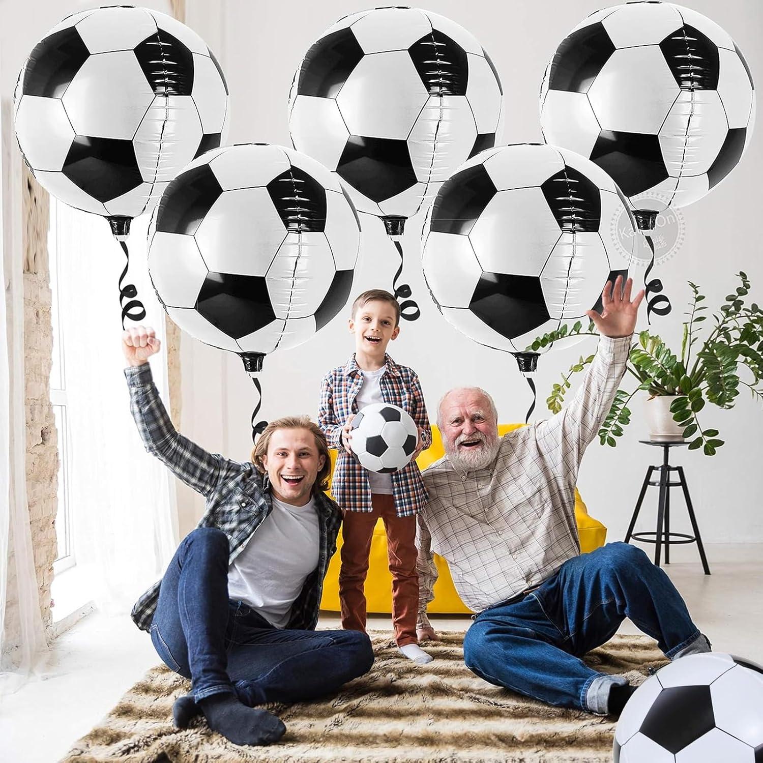 6 Stück Fußball Luftballons 22 Zoll Schwarz Weiß 4D Fussball