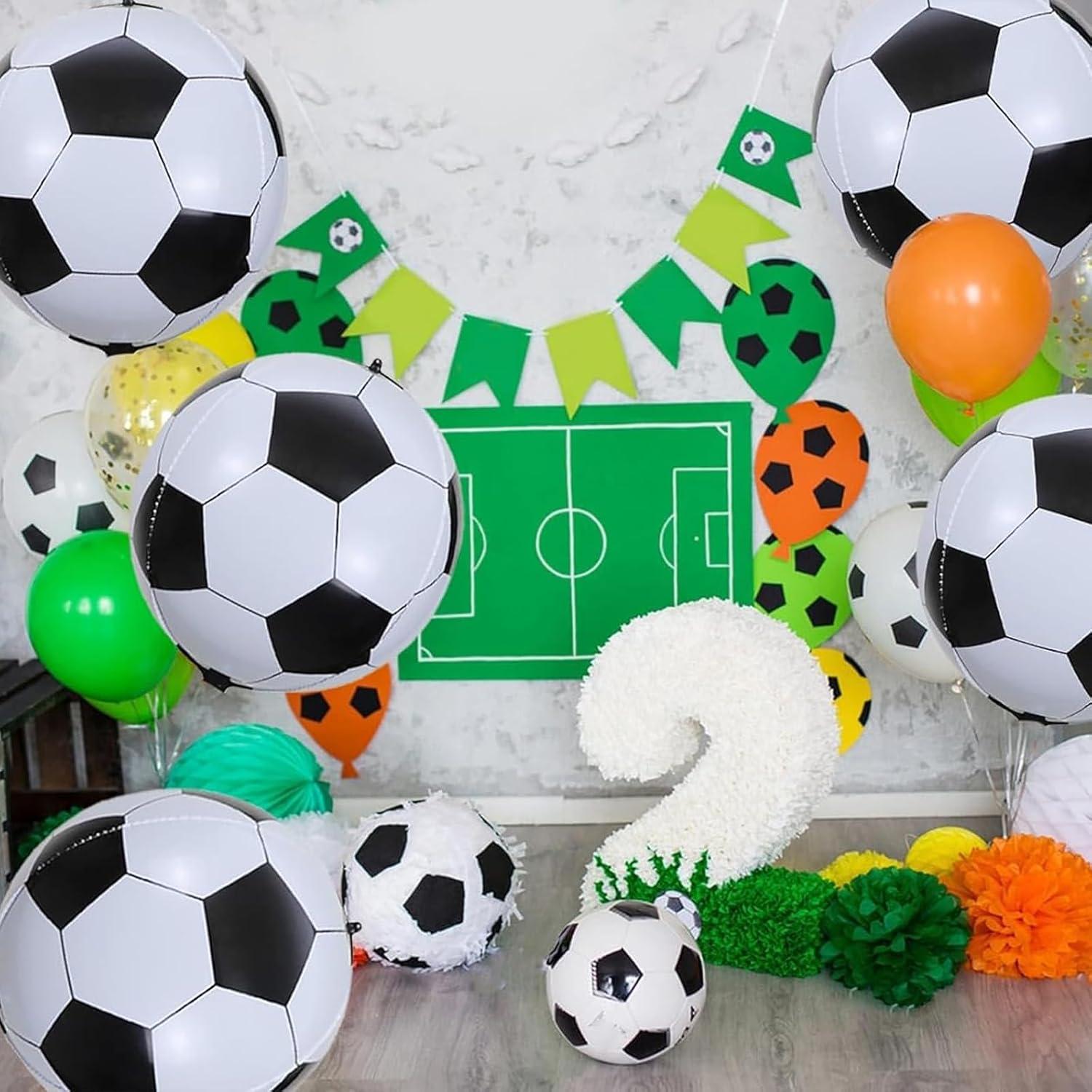 6 Stück 4D Fußball Luftballons Schwarz Weiß Kinder Geburtstag Party Deco