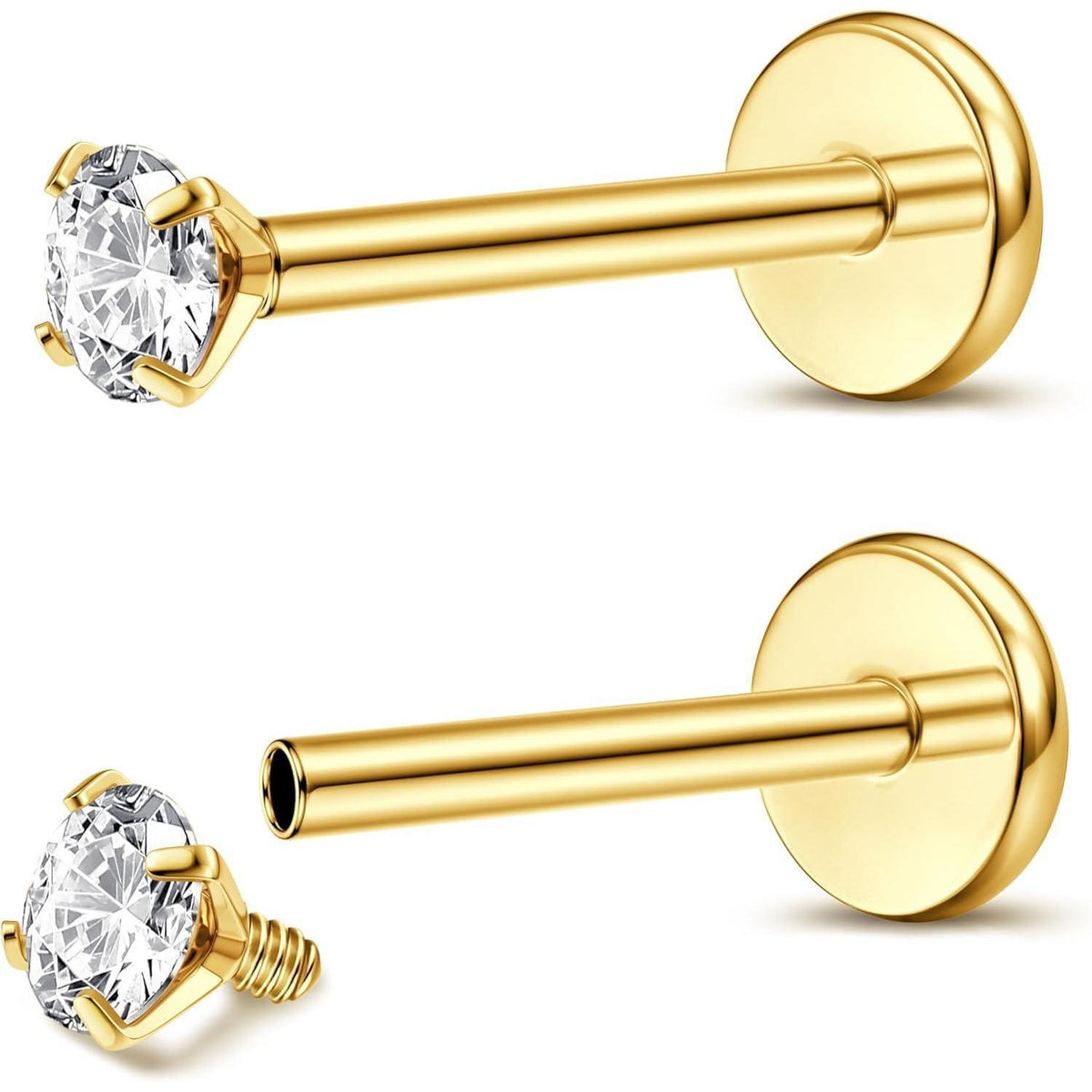 Titan Piercing Set 2er-Pack – Labret, Lippen, Nasen, Ohrstecker