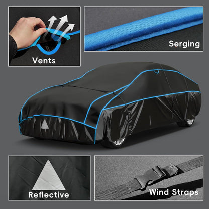 Holthly Hagelschutzplane Auto PKW Abdeckplane für Hagel Regen Sonne Schutz 470 cm Schwarz