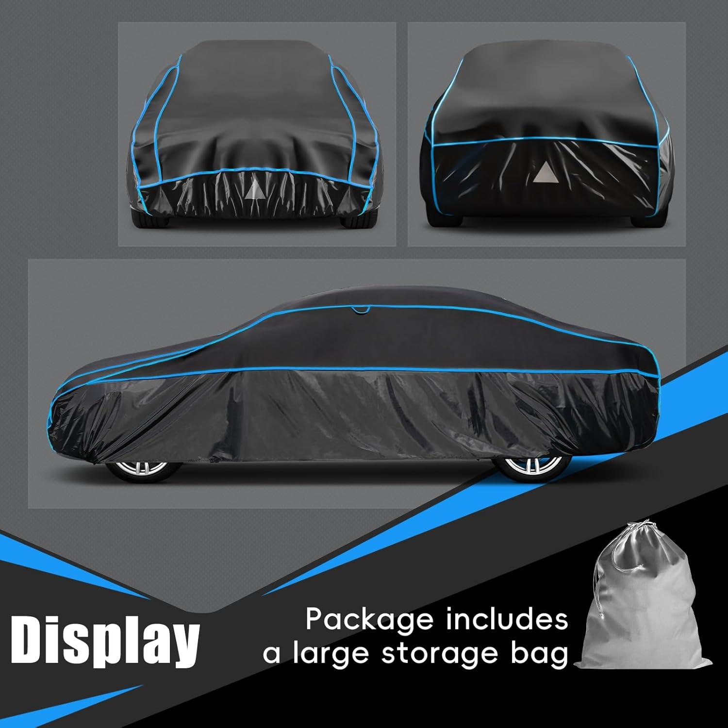 Autoabdeckung Vollgarage Hagelschutz Wasserdicht PKW Schwarz 450-470cm A3