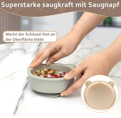 Silikon Baby Schüssel Set mit Saugnapf BPA frei Babybreischale