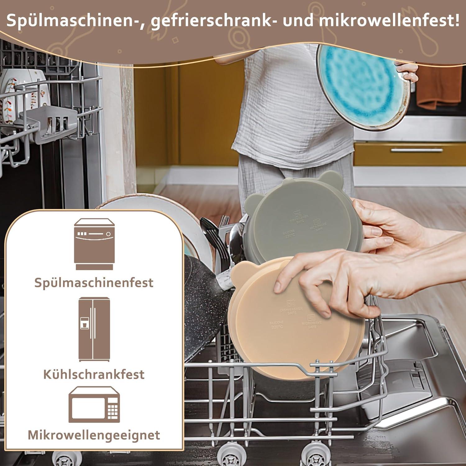 3er Set Silikon Baby Schüsseln Saugnapf Rutschfest Mikrowellengeeignet BPA-frei