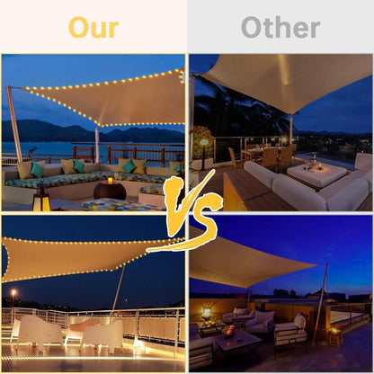 Premium Sonnensegel Wasserdicht 3x4m mit Solar Lichterkette