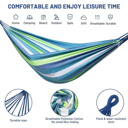 Hängematte Outdoor Camping Baumwolle 230x150CM Tragbar Blau